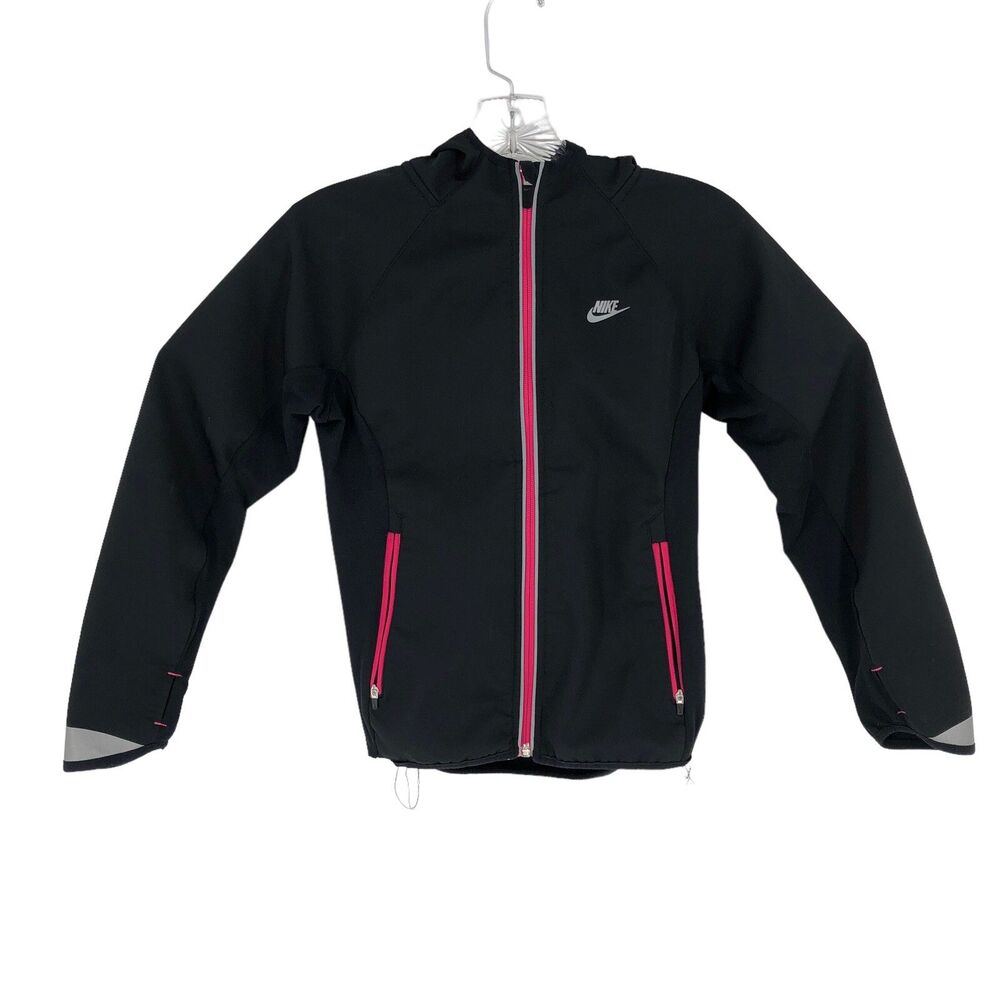 NIKE DRI-FIT BLACK & PINK FULL ZIP PULLOVER JACKET YOUTH SIZE MEDIUM